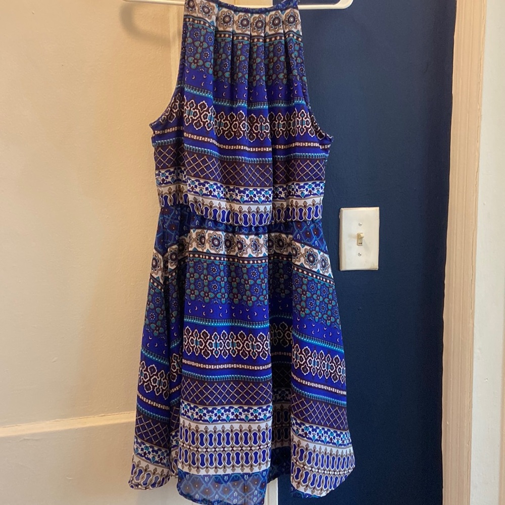 Blue dress with designs
